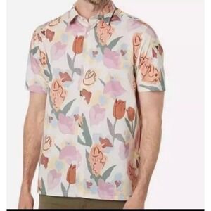 Ted Baker London Floral Print Short Sleeve Cotton Button Shirt Mens SZ 6 US 2XL‎